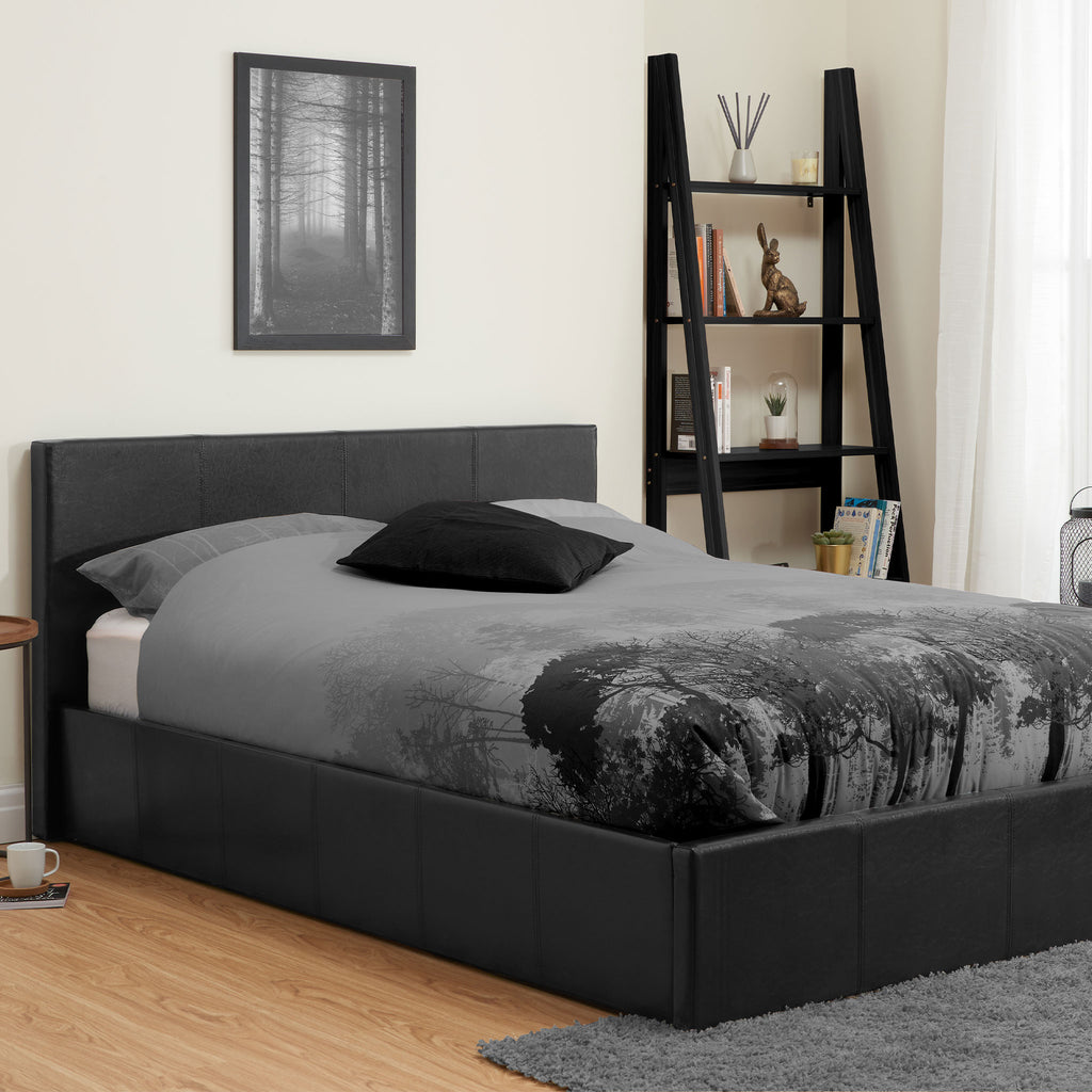 Berlin Black Faux Leather Ottoman Bed Frame