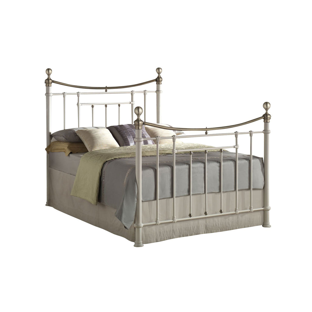 Bronte Cream Metal Bed Frame Side