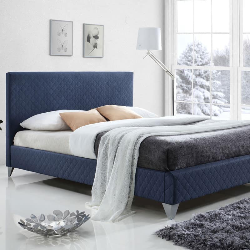 Tripoli Blue Fabric Bed Frame