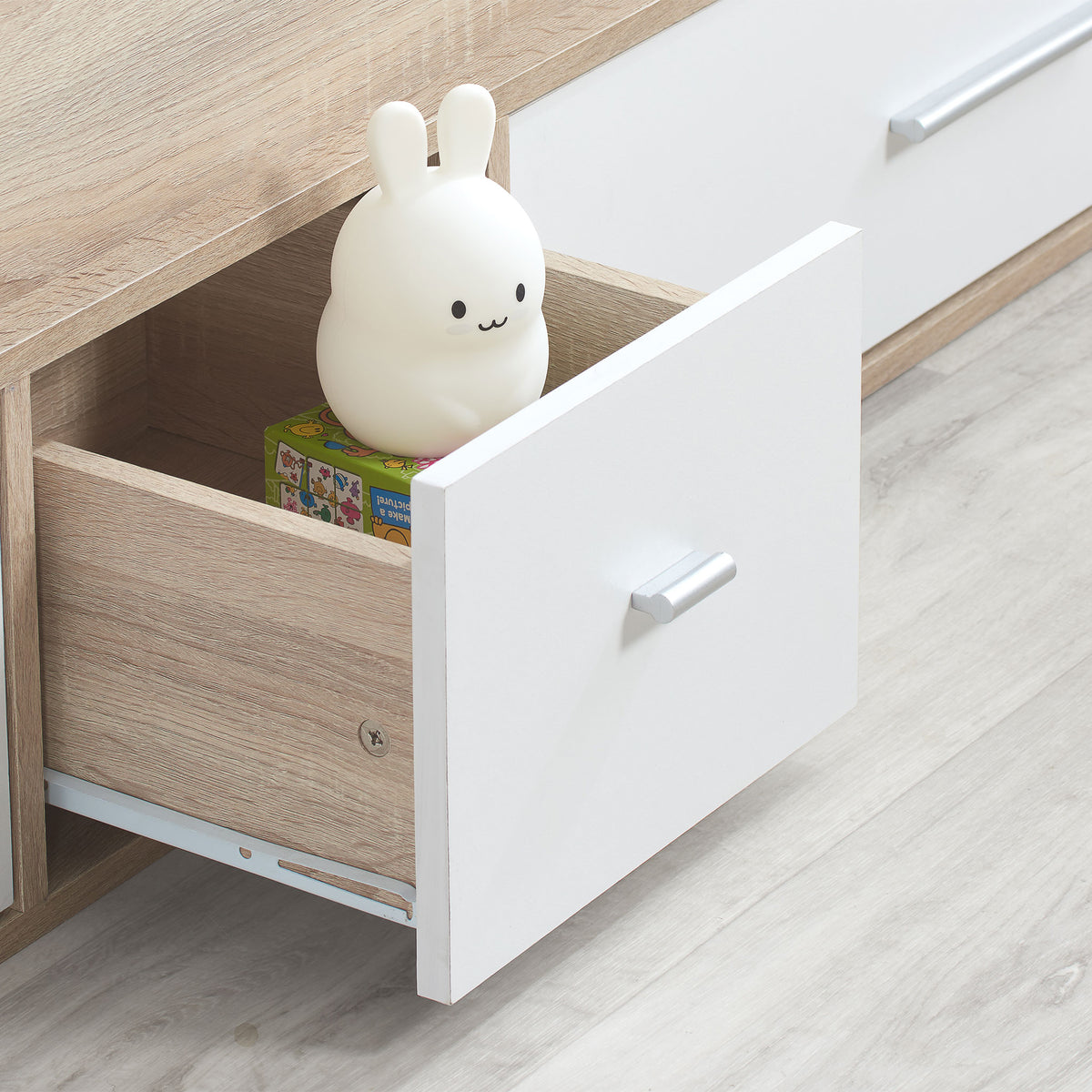 Camden White & Oak Effect Cabin Bed Drawer Detail