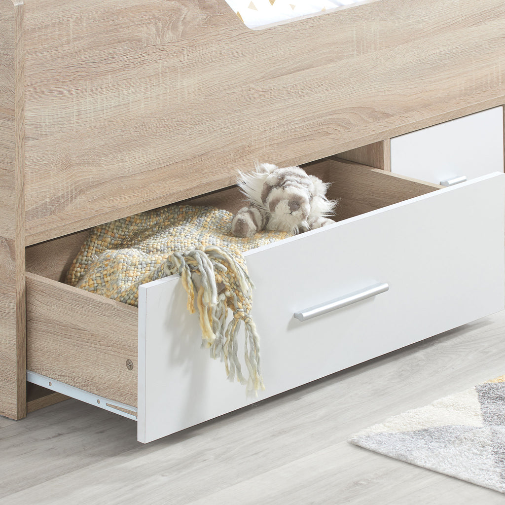 Camden White & Oak Effect Cabin Bed Drawer