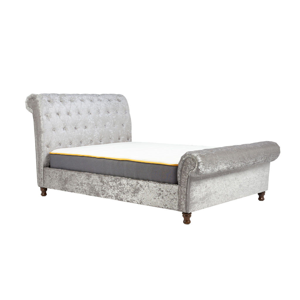 Castello Steel Crushed Velvet Fabric Bed Frame