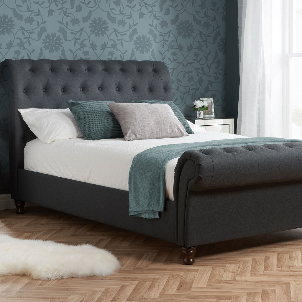 Castello Charcoal Fabric Bed Frame