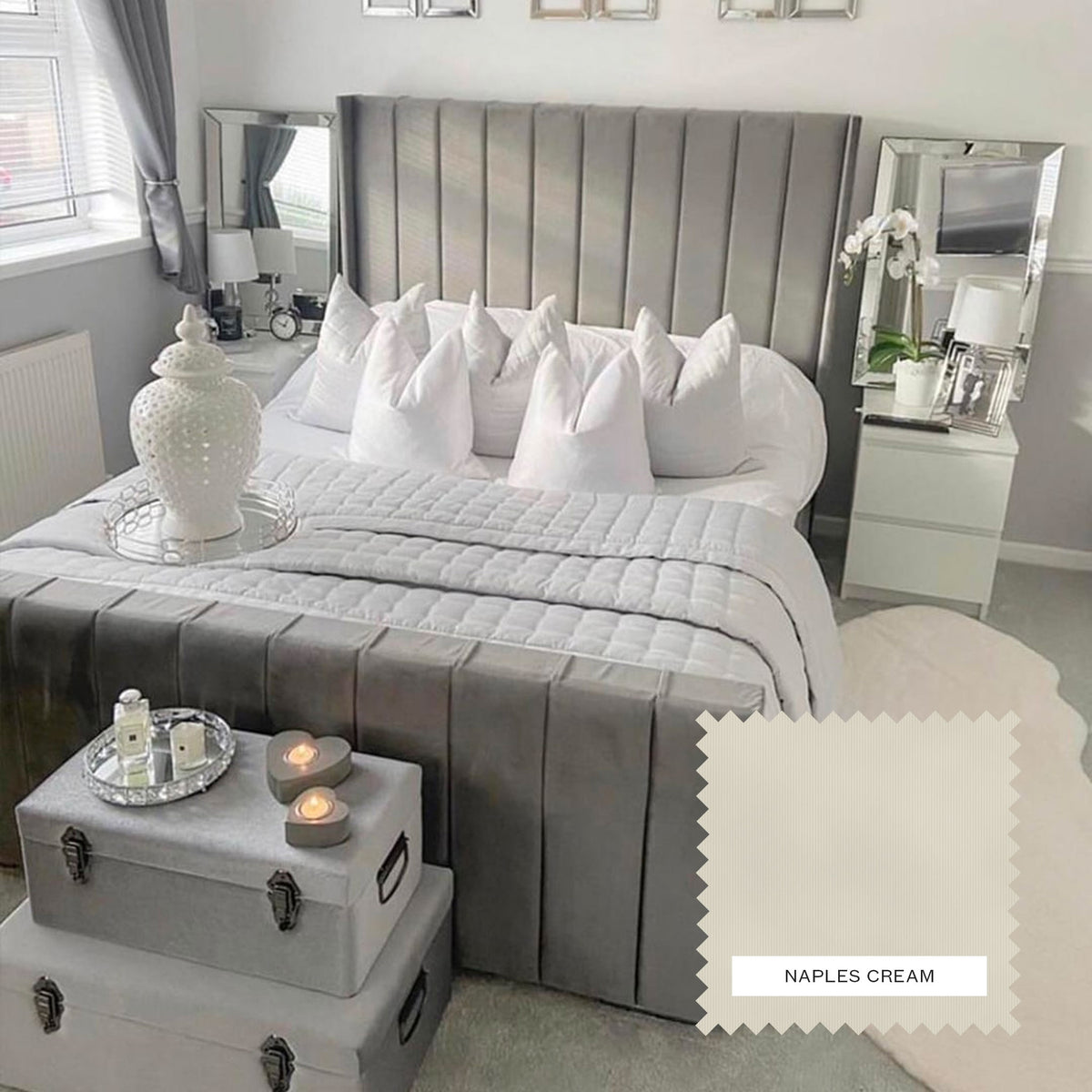 Charlotte Upholstered Bed Frame - Naples Cream
