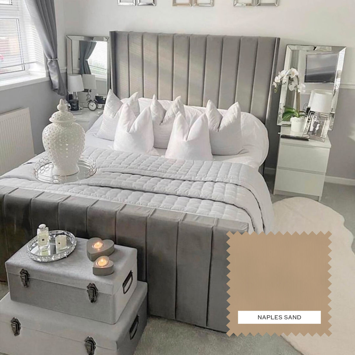 Charlotte Upholstered Bed Frame - Naples Sand