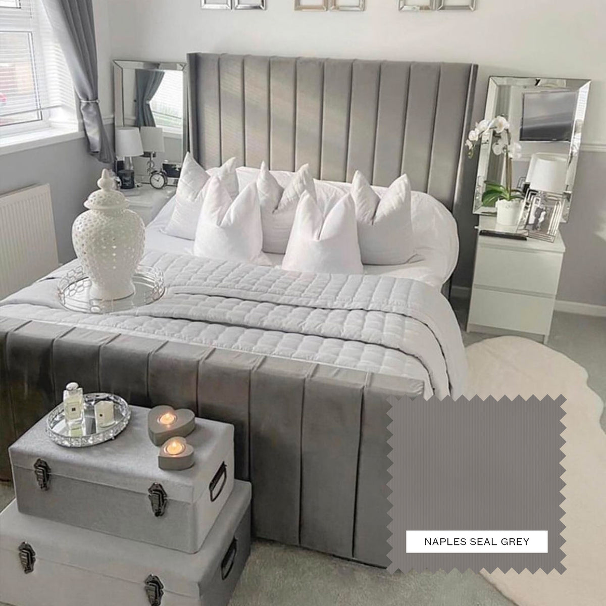 Charlotte Upholstered Bed Frame - Naples Seal Grey
