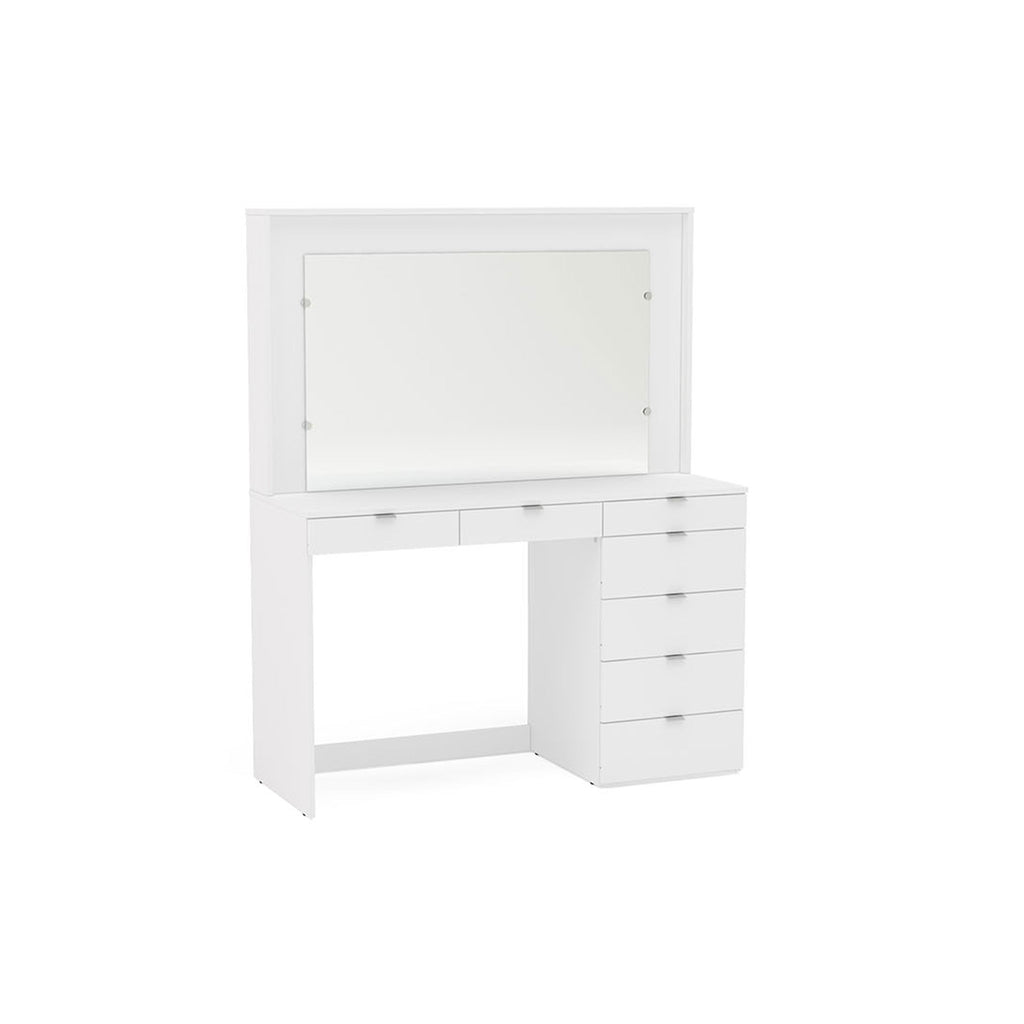 Chloe 7 Drawer Dressing Table & Mirror White