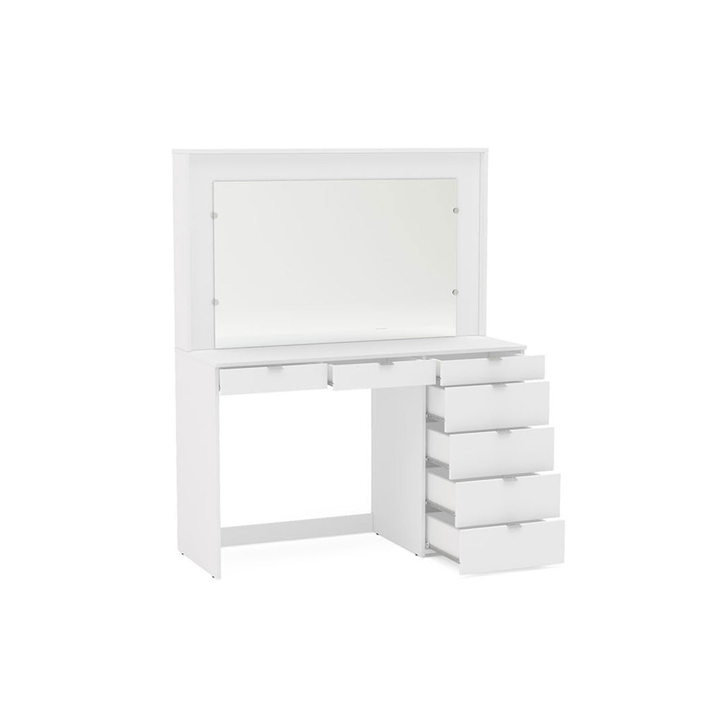 Chloe 7 Drawer Dressing Table & Mirror White