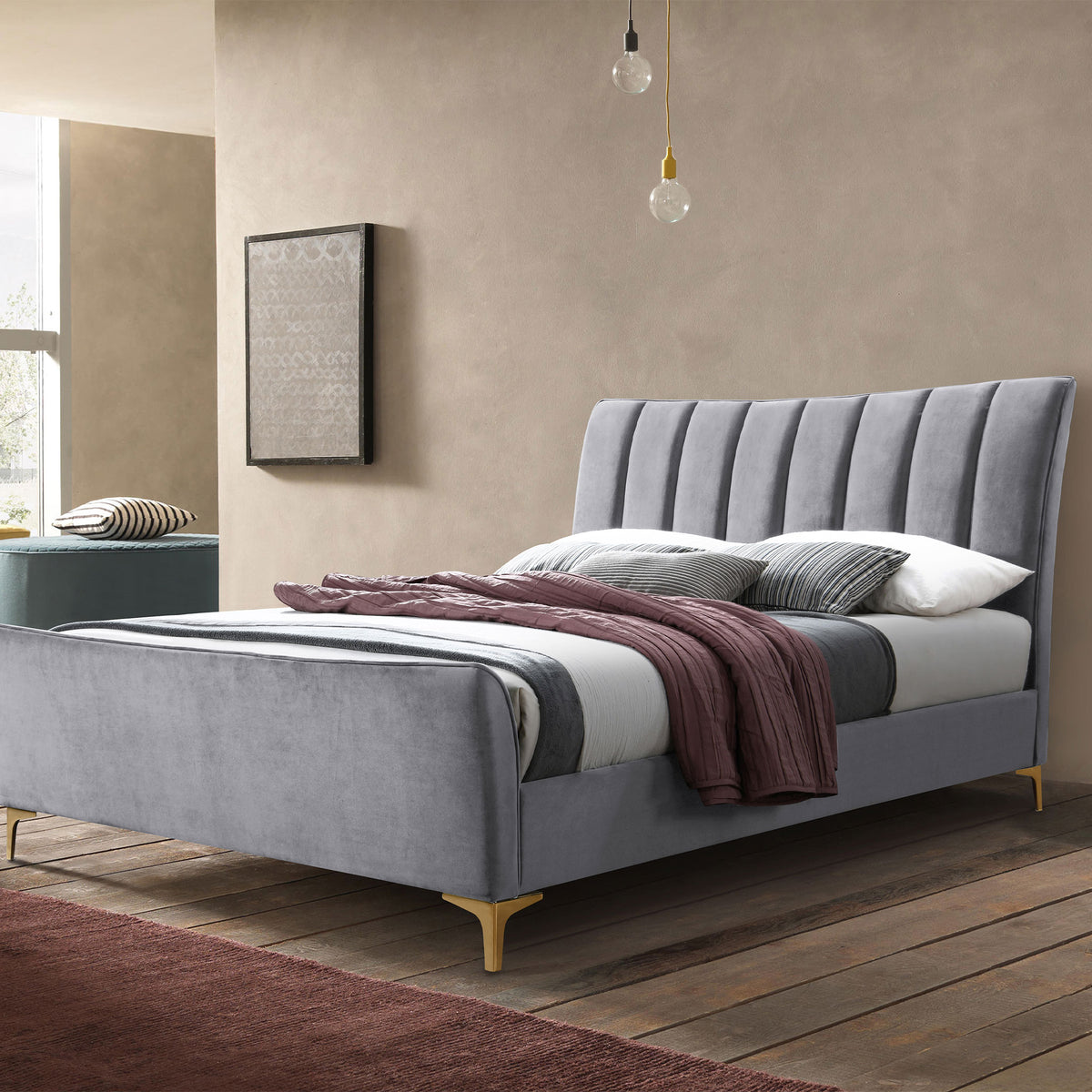 Clover Bed Grey Velvet