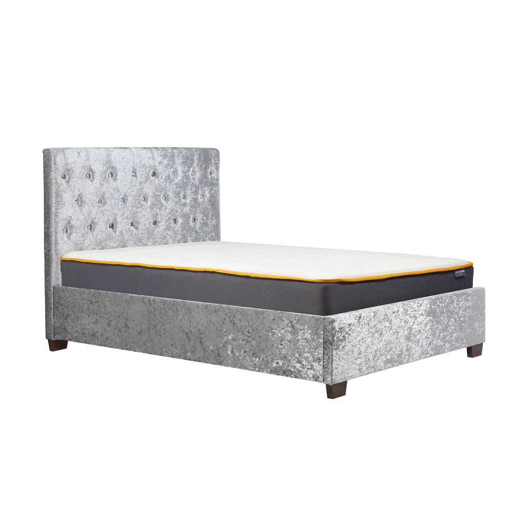 Cologne Steel Crushed Velvet Fabric Bed Frame