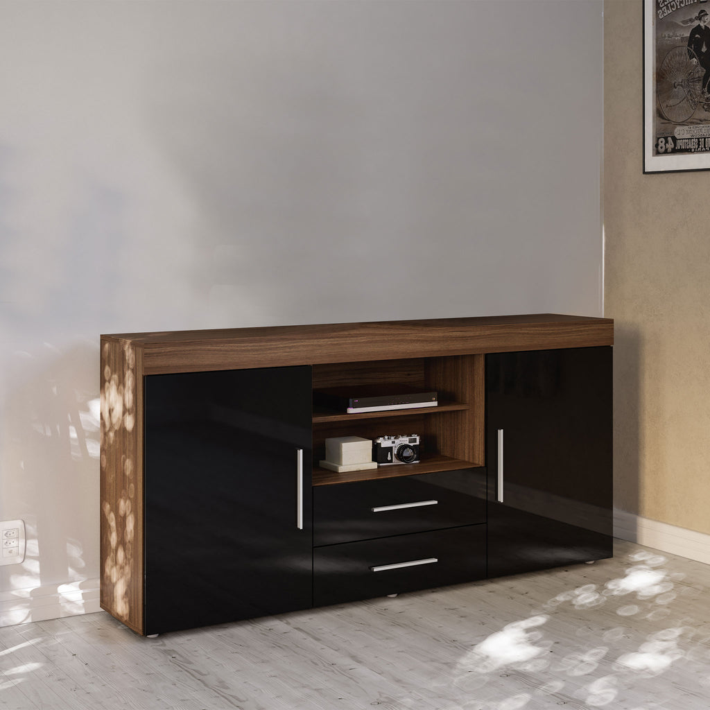 Edgeware 2 Door 2 Drawer Sideboard Walnut & Black