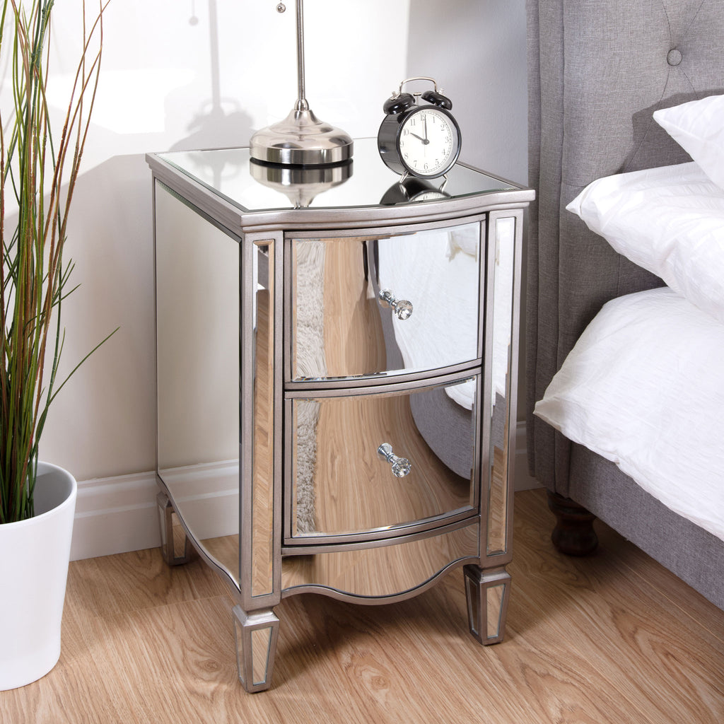 Elysee Mirrored 2 Drawer Bedside