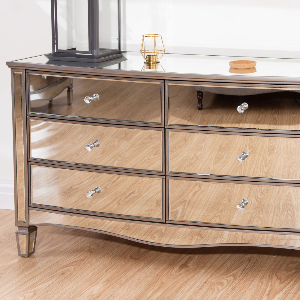 Elysee Mirrored 6 Drawer Wide Chest