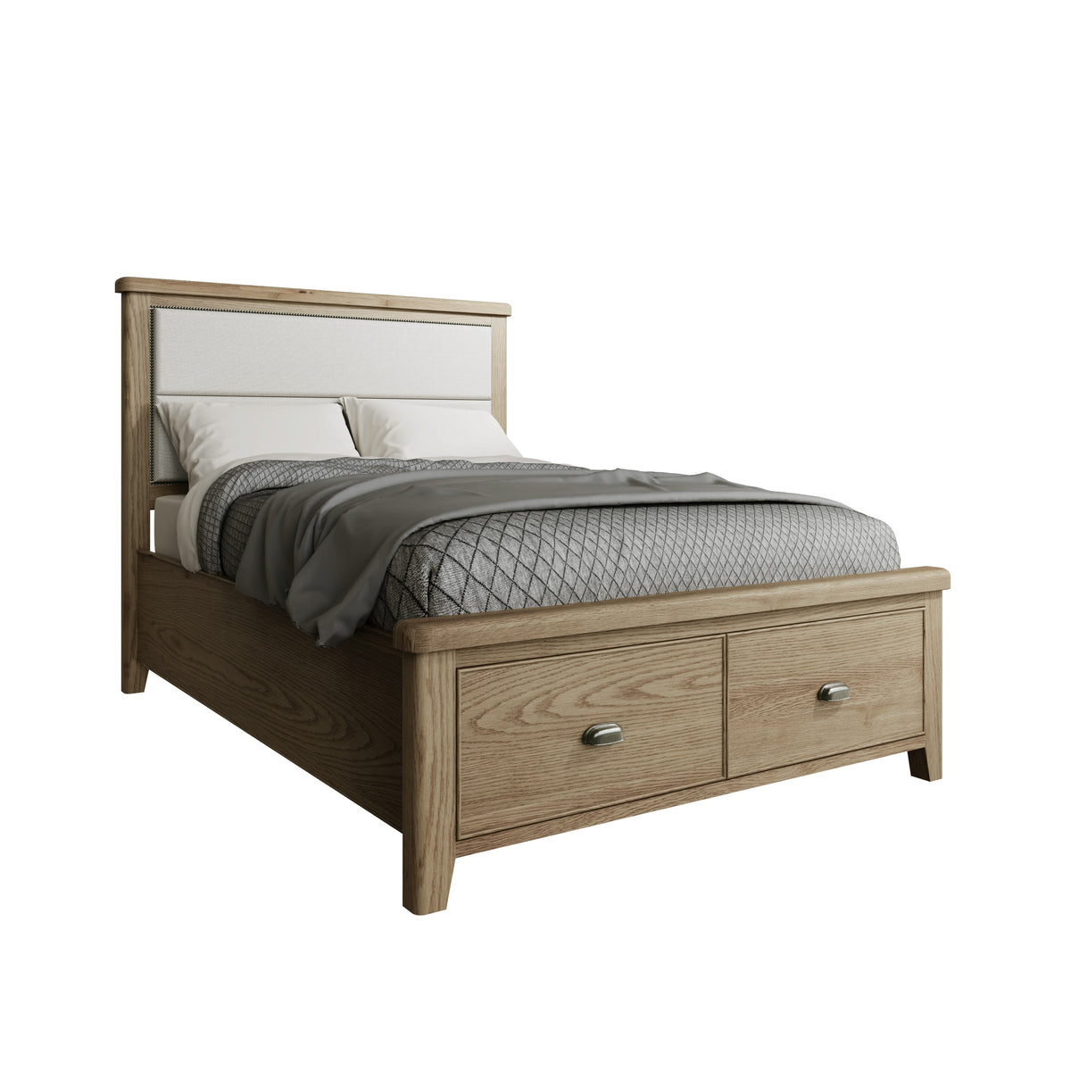 Hatton Upholstered Oak 2 Drawer Bed Frame