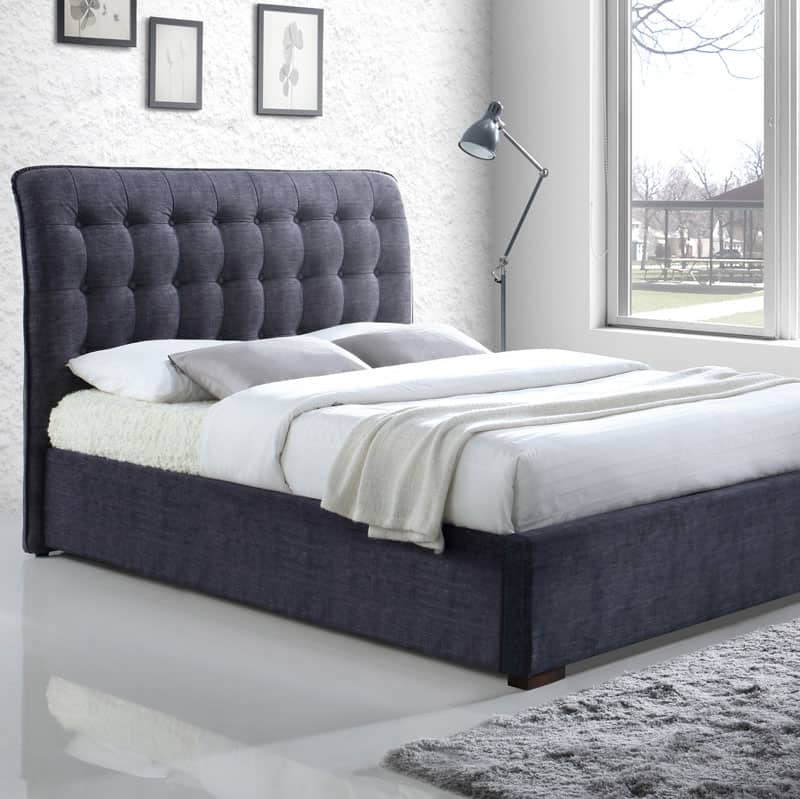 Apia Dark Grey Fabric Bed Frame