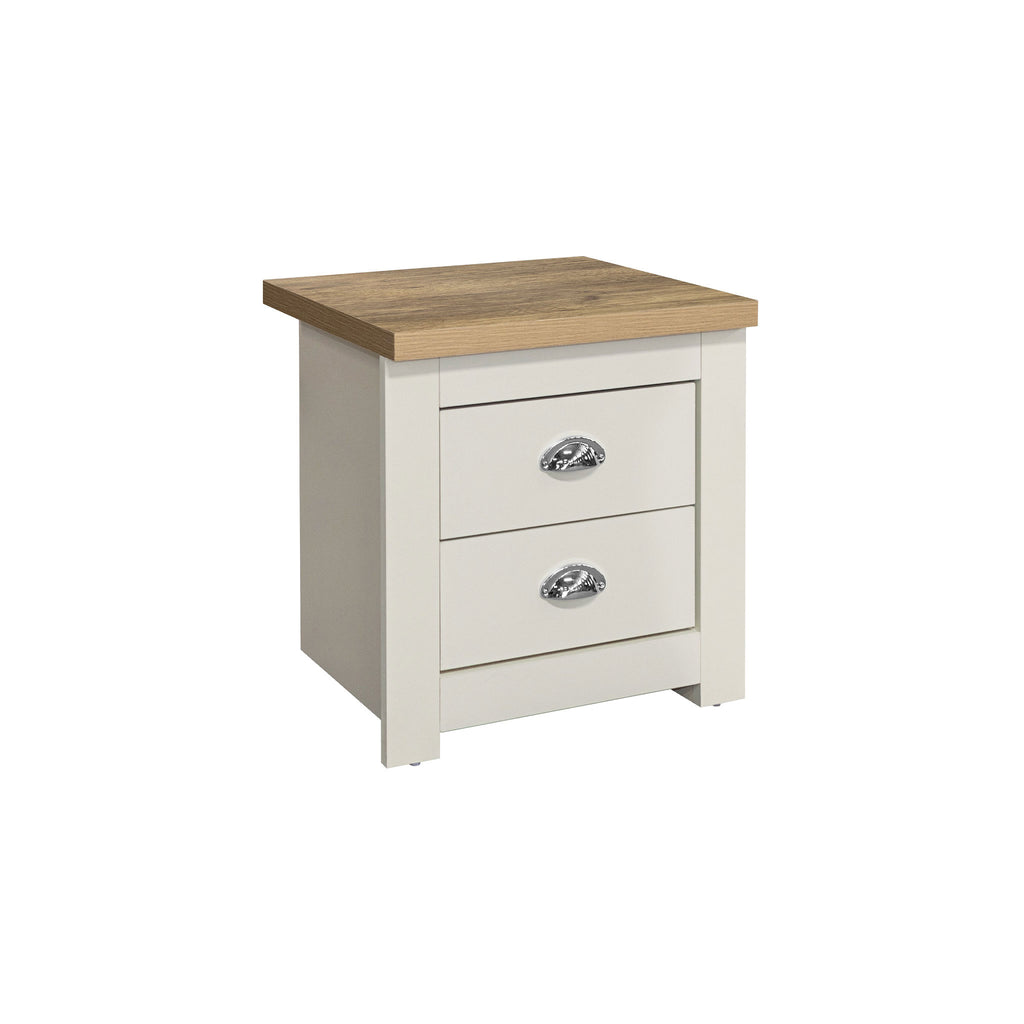 Highgate Cream & Oak 2 Drawer Bedside