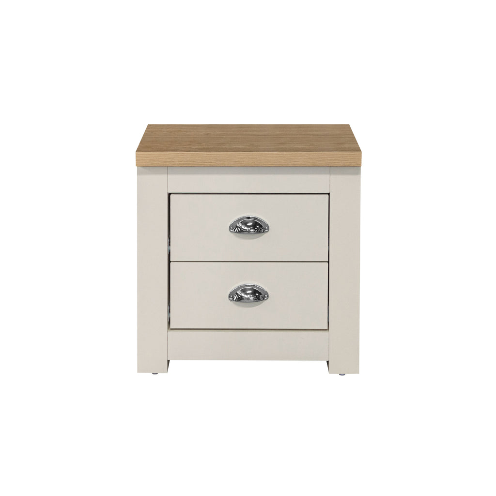 Highgate Cream & Oak 2 Drawer Bedside