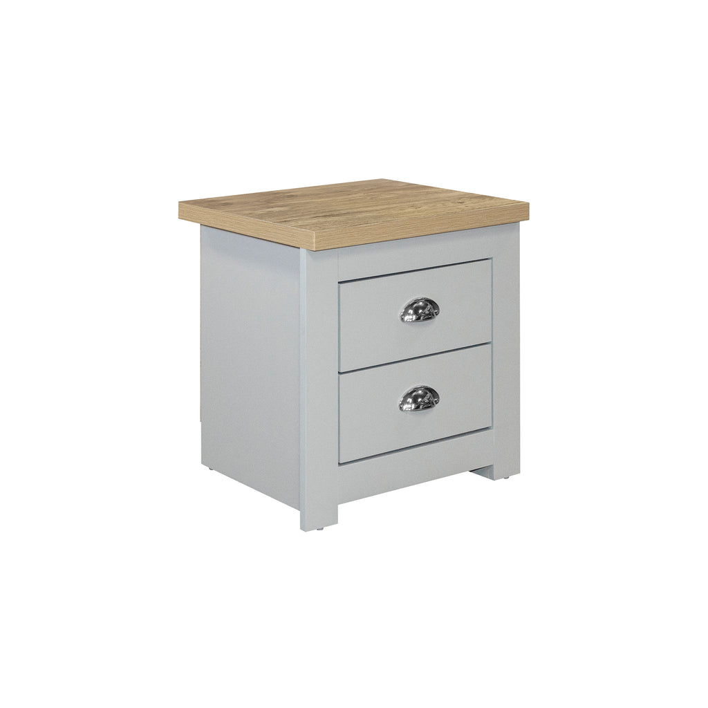 Highgate Grey & Oak 2 Drawer Bedside