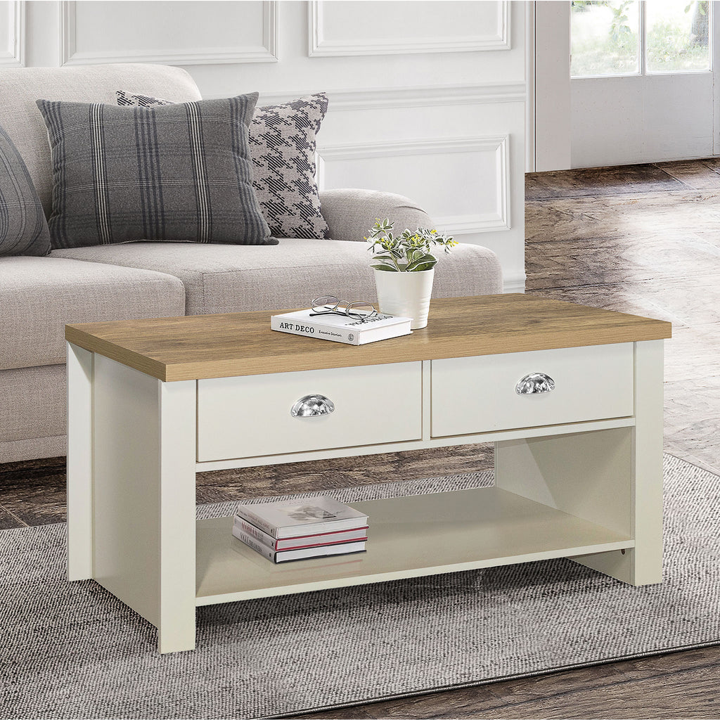 Highgate Cream & Oak 2 Drawer Coffee Table