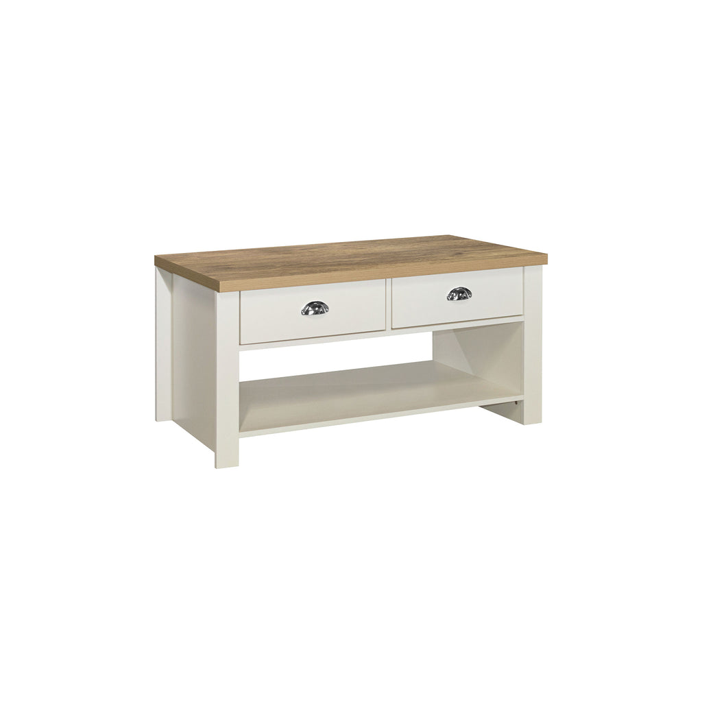 Highgate Cream & Oak 2 Drawer Coffee Table