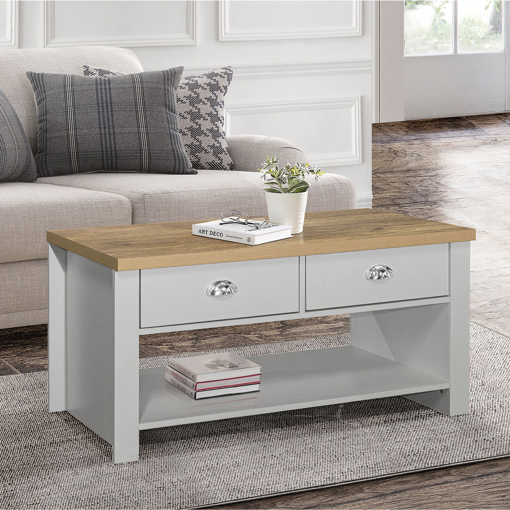 Highgate Gery & Oak 2 Drawer Coffee Table