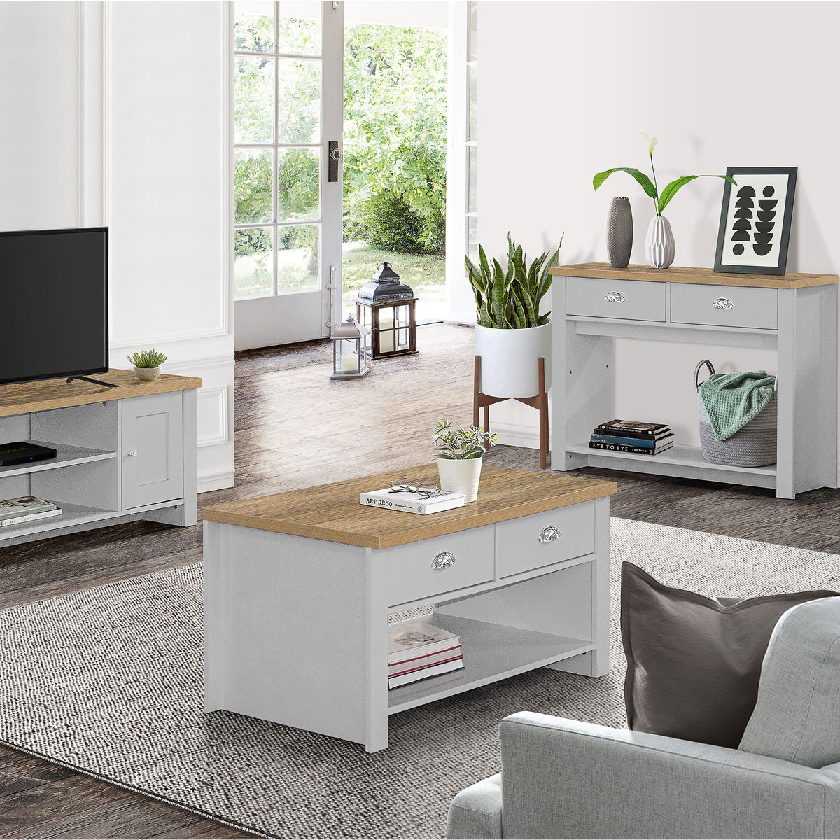 Highgate Gery & Oak 2 Drawer Coffee Table