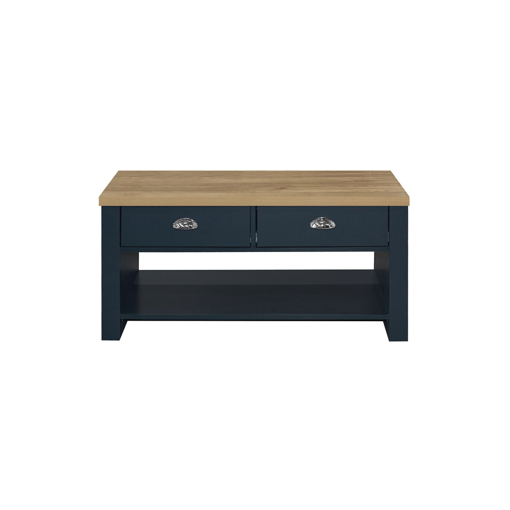 Highgate Navy Blue & Oak 2 Drawer Coffee Table