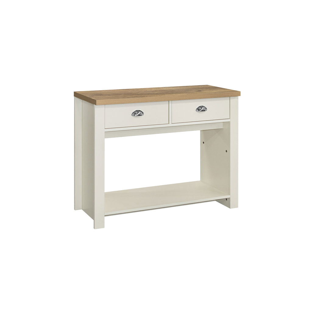 Highgate Cream & Oak 2 Drawer Console Table