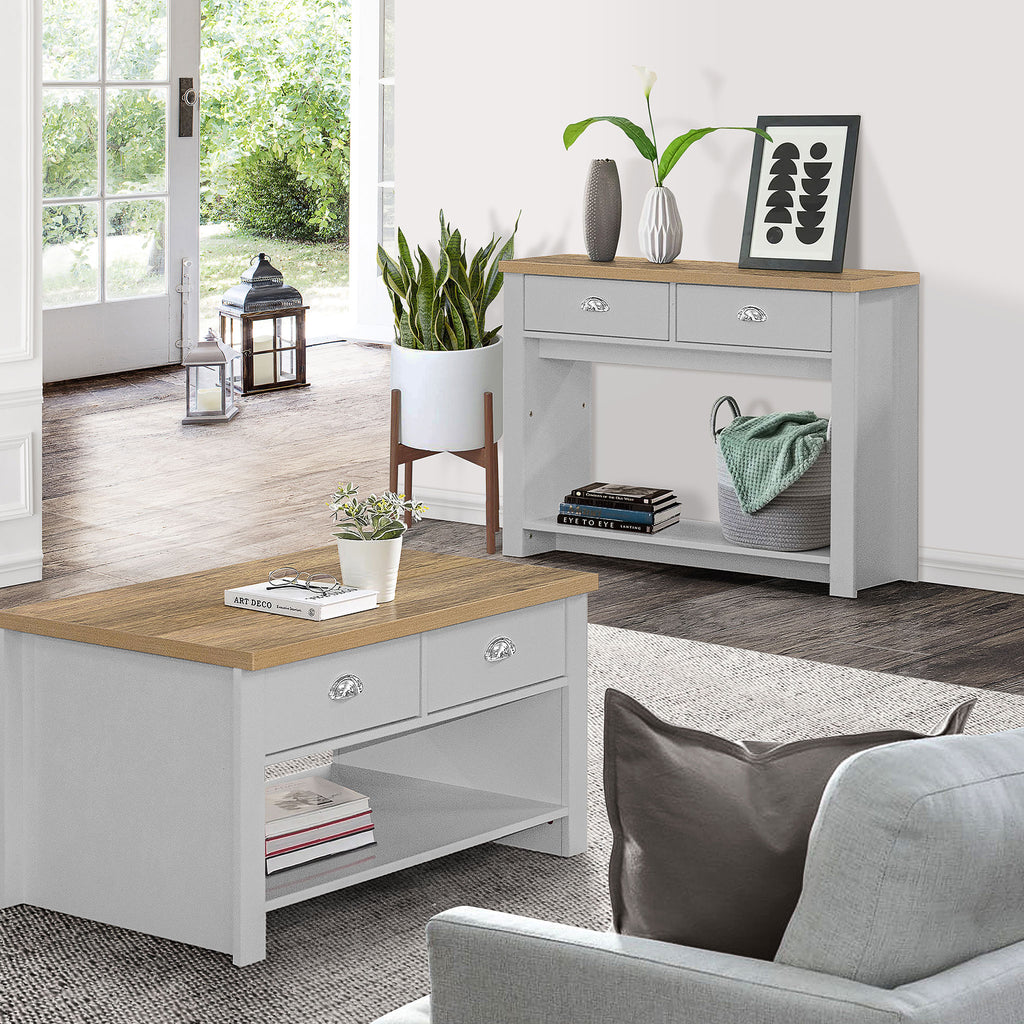 Highgate Grey & Oak 2 Drawer Console Table