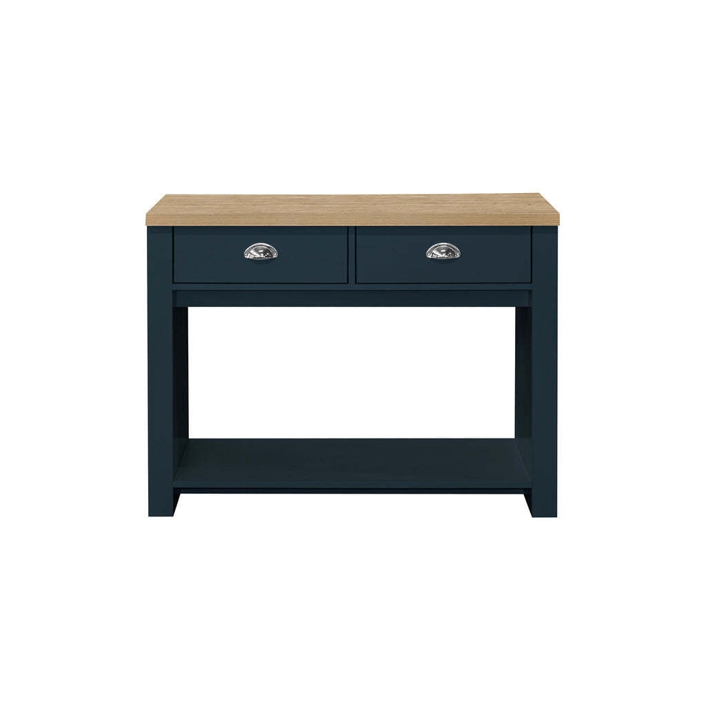 Highgate Navy Blue & Oak 2 Drawer Console Table