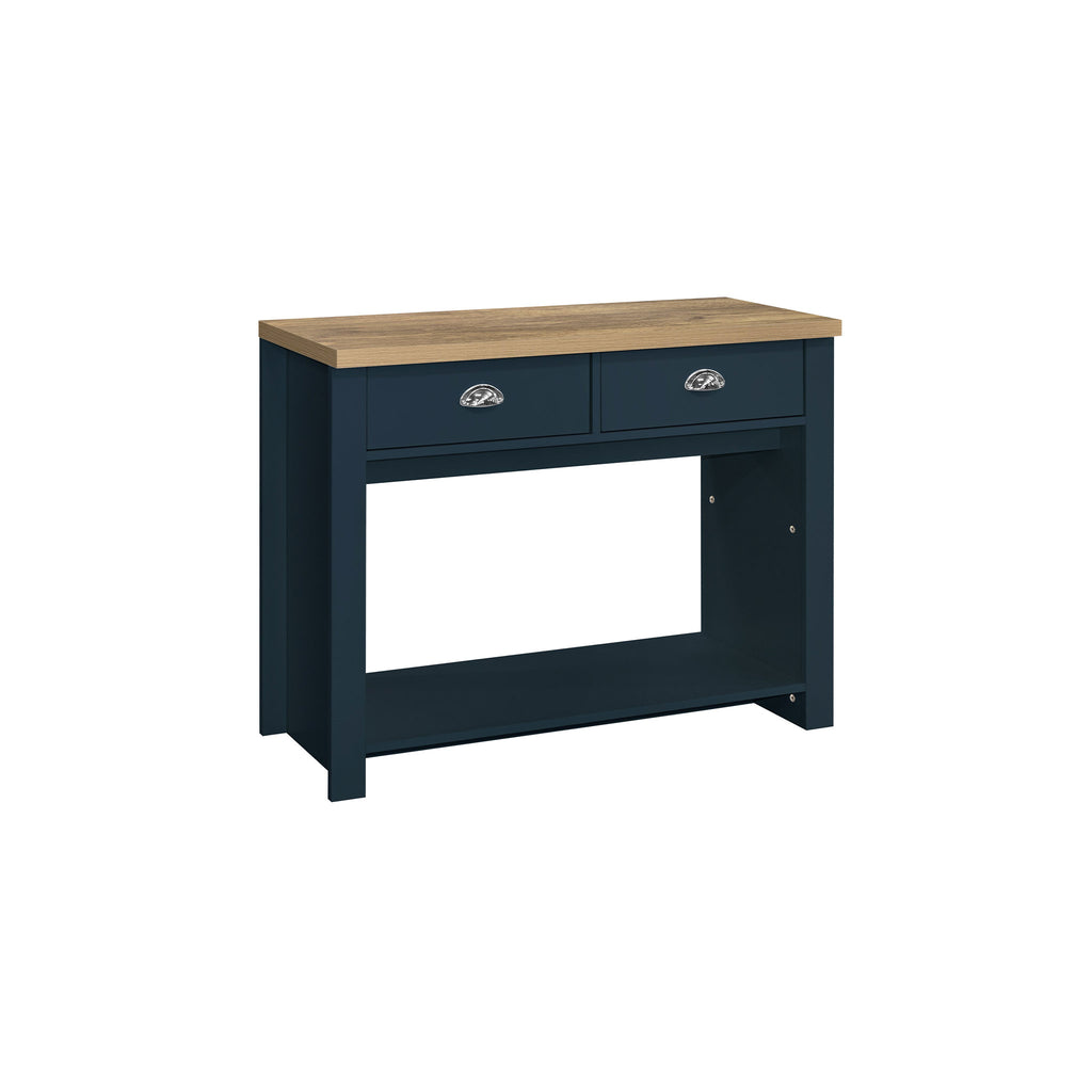 Highgate Navy Blue & Oak 2 Drawer Console Table