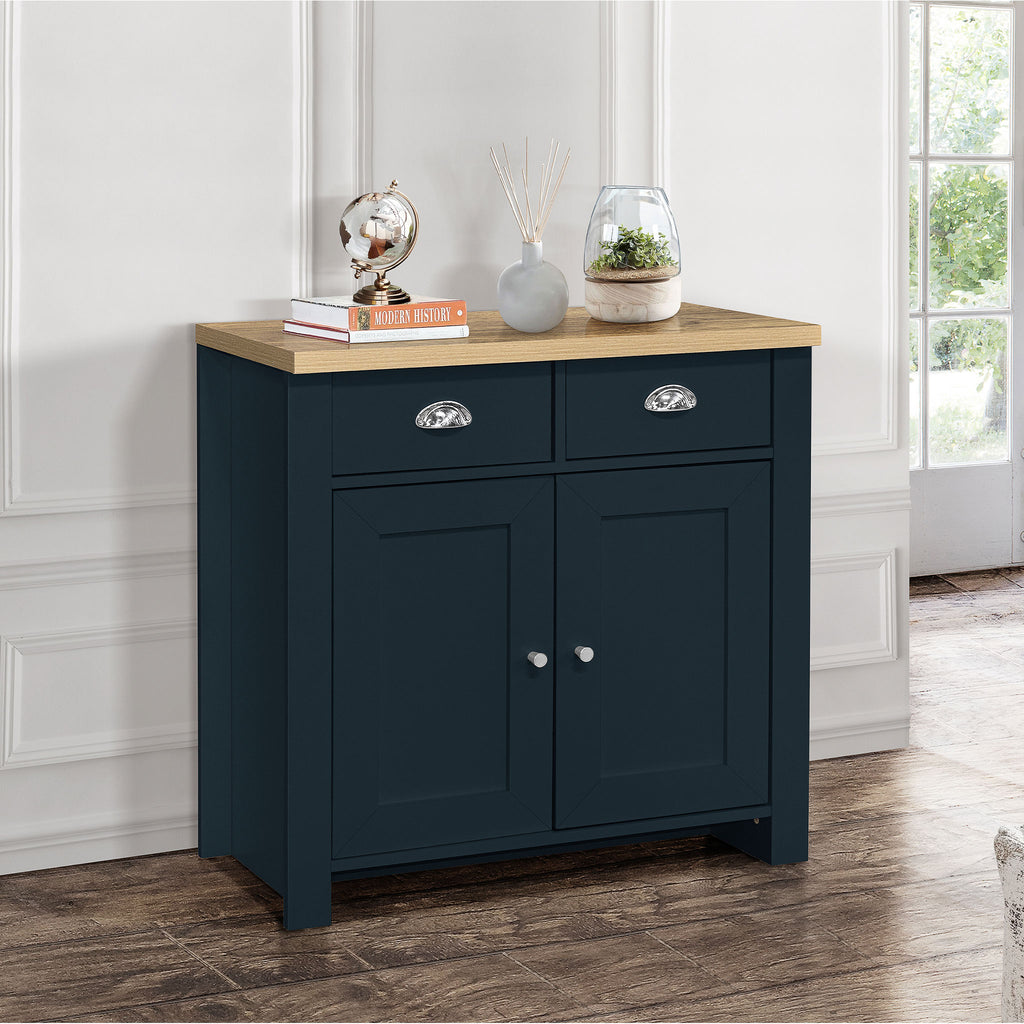 Highgate Navy Blue & Oak 2 Door 2 Drawer Sideboard