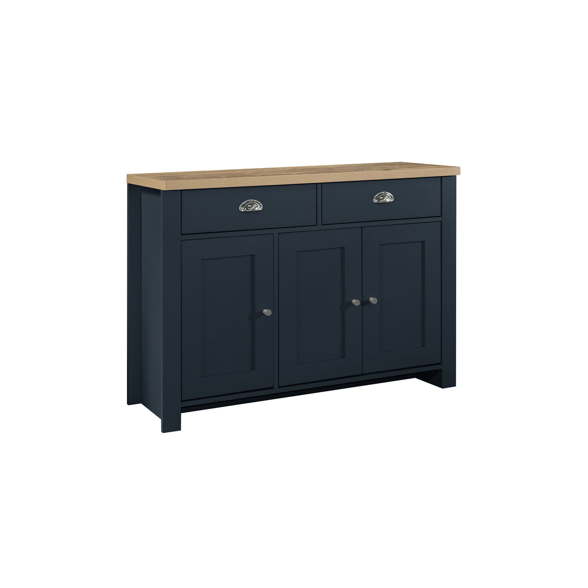 Highgate Navy Blue & Oak 3 Door 2 Drawer Sideboard