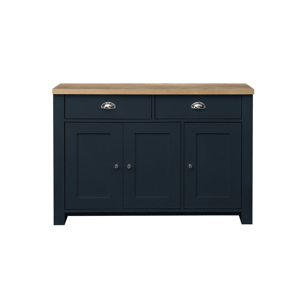 Highgate Navy Blue & Oak 3 Door 2 Drawer Sideboard