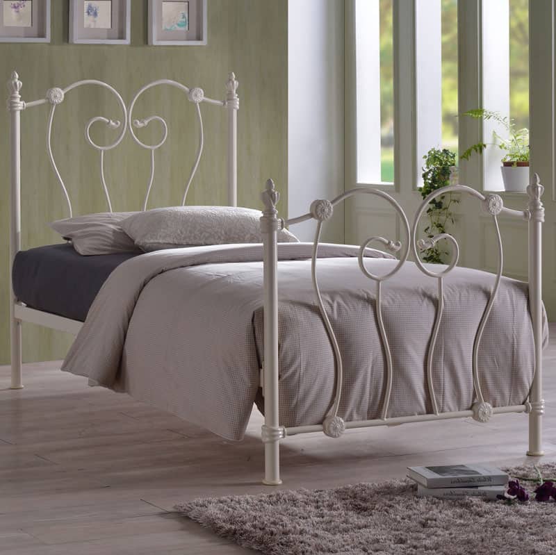 Victoria Ivory Metal Bed Frame Side