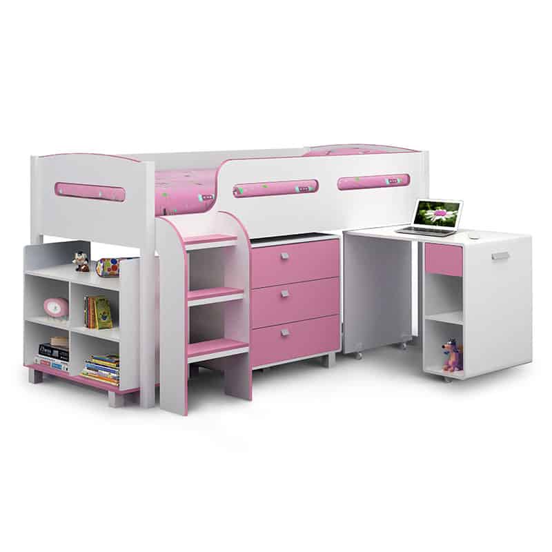 Kimbo Cabin Bed Pink and White Finish