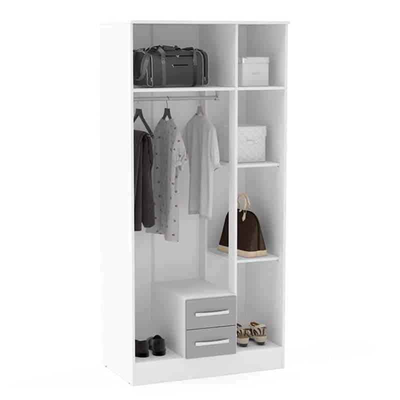 Lynx White 3 Door 2 Drawer Robe with Mirror