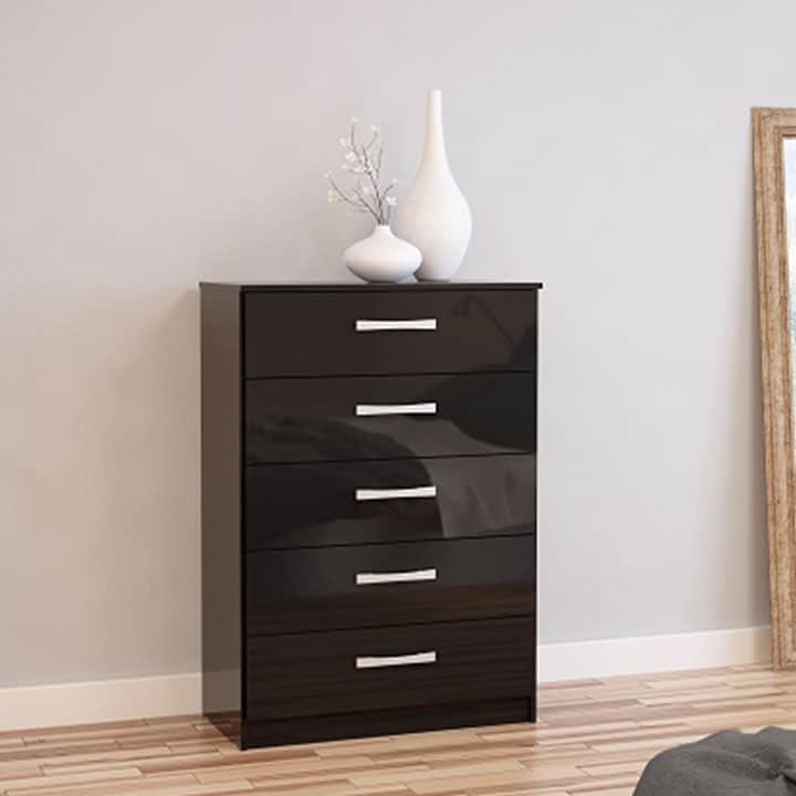 Lynx Black 5 Door Chest of Drawers