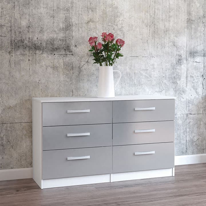 Lynx White And Grey 6 Door Chest of Drawers