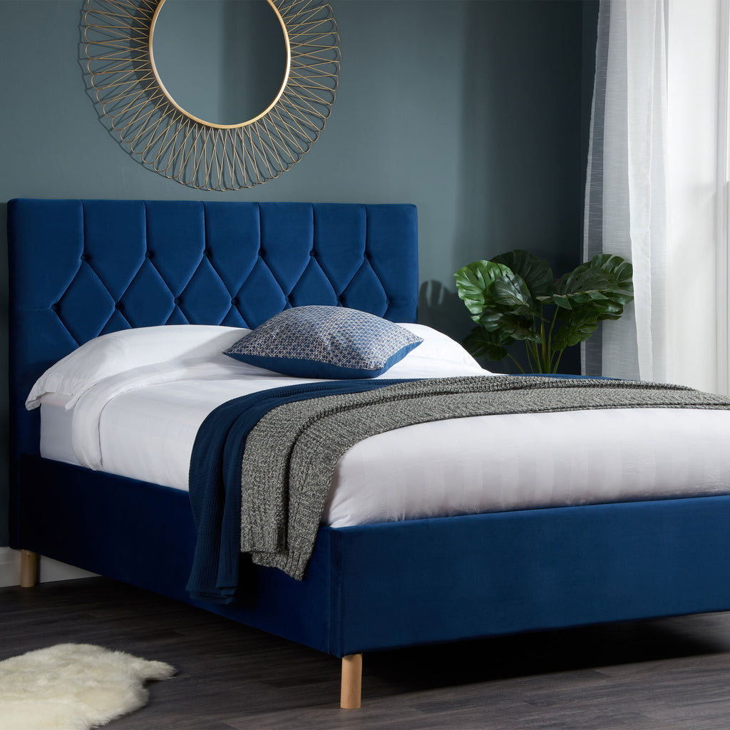 Loxley Fabric Bed Blue