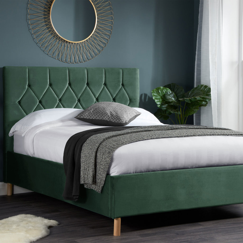 Loxley Fabric Bed Green