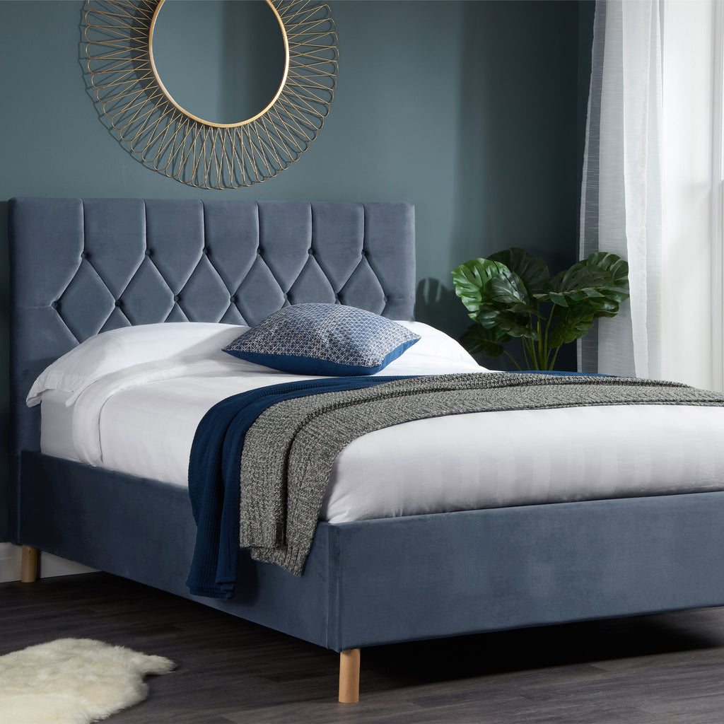 Loxley Fabric Bed Grey