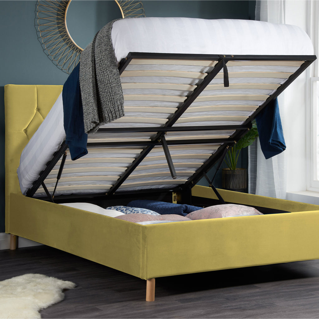 Loxley Ottoman Fabric Bed Mustard