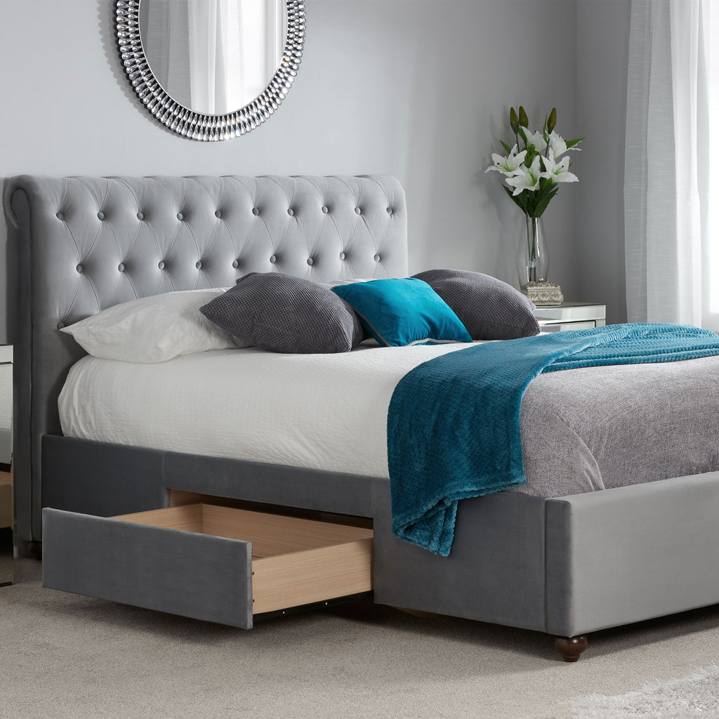 Marlow Grey Fabric Bed Frame