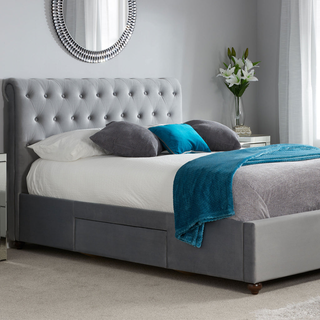 Marlow Grey Fabric Bed Frame