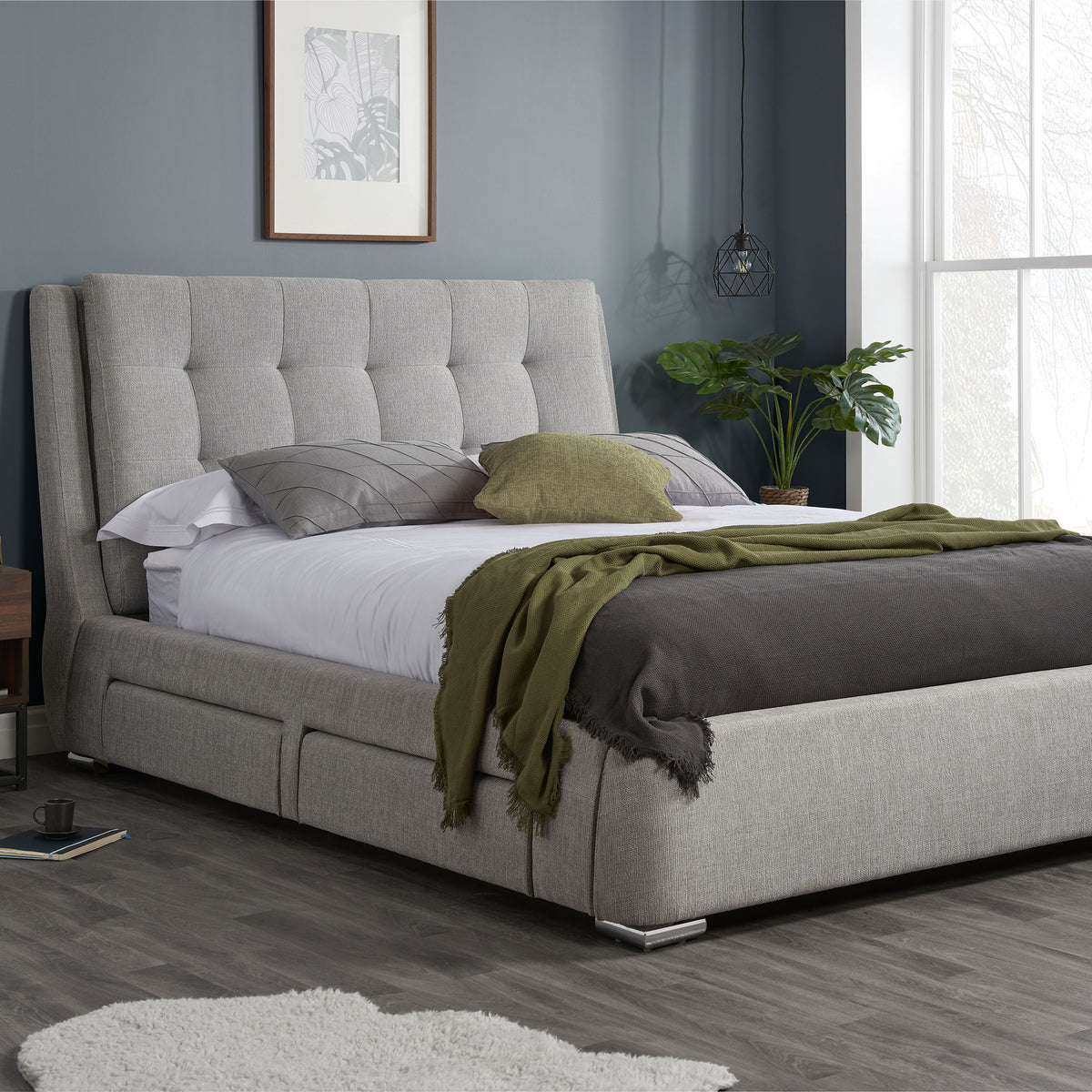Mayfair Grey 4 Drawer Fabric Bed Frame