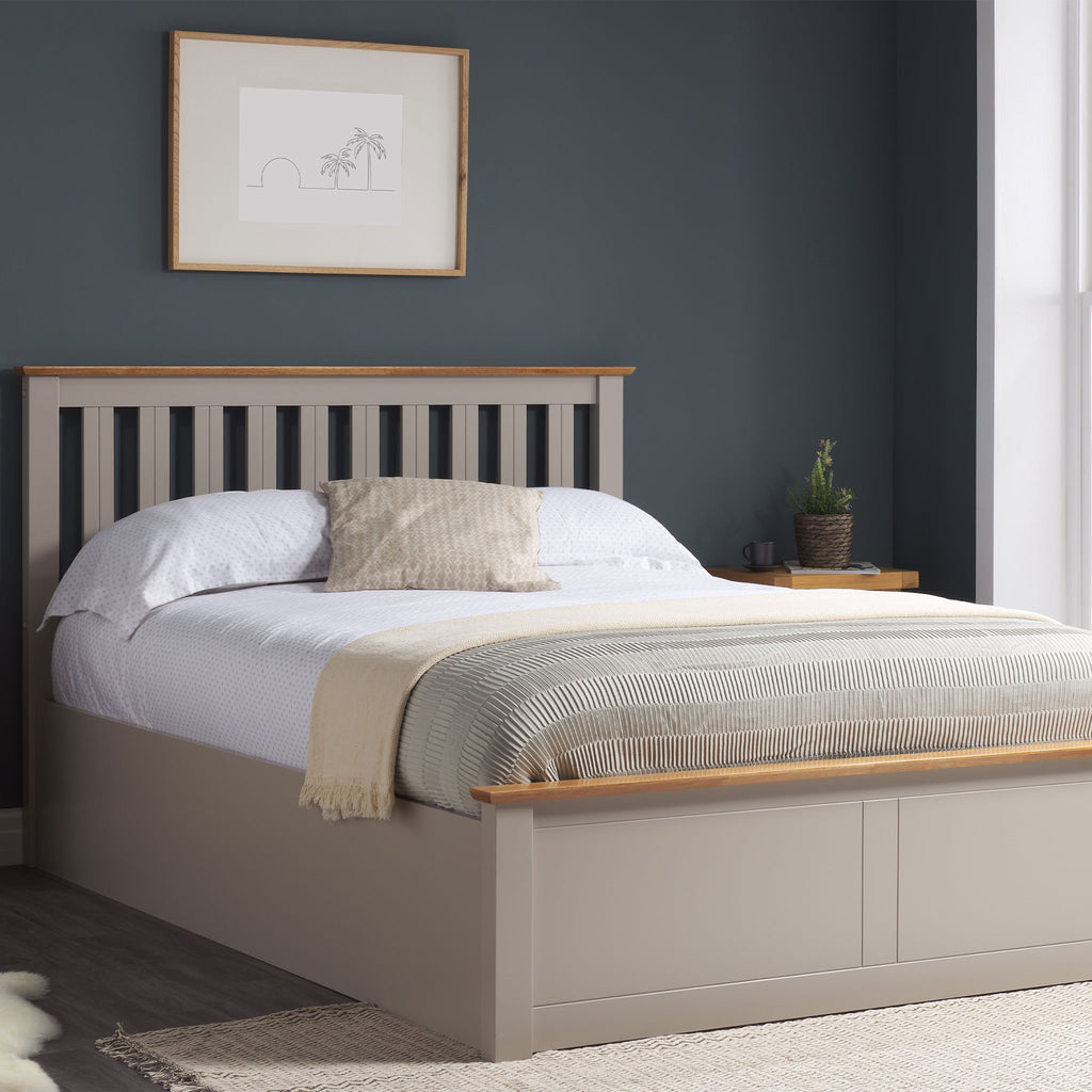 Phoenix Pearl Grey Wooden Ottoman Bed Frame