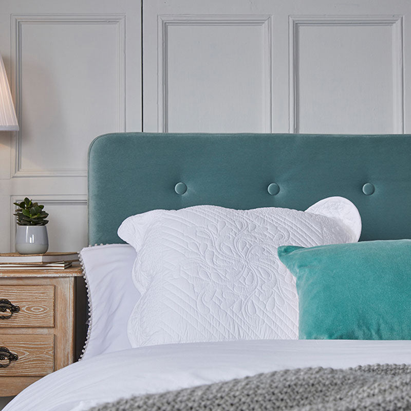 Aqua upholstered outlet headboard