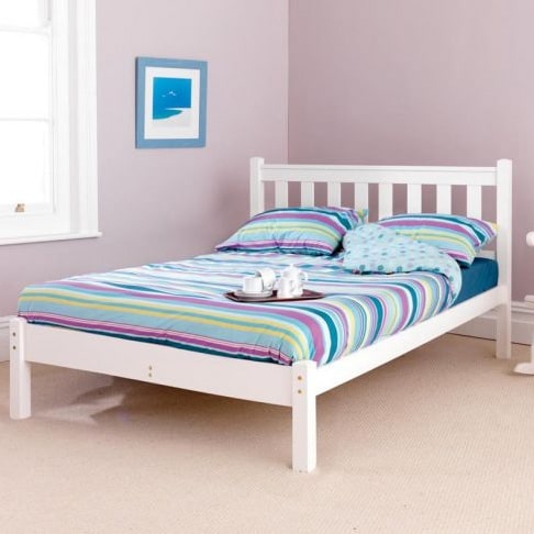 Shaker Low End White Wooden Bed Frame