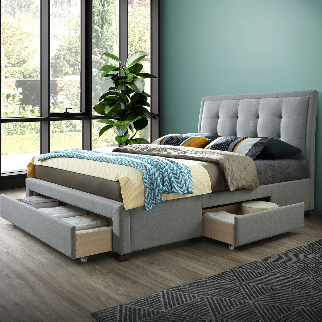 Shelby Grey Fabric Bed